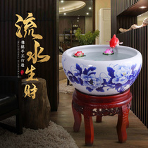 Jingdezhen Chinese ceramic large fish tank circulating water filtration oxygenated fish turtle basin living room lucky ornaments