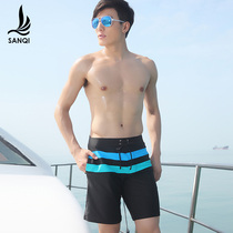 Sanqi swimming trunks anti-embarrassment five-point flat angle beach seaside vacation pants professional sports plus fat plus size mens swimsuit