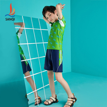 Sanqi childrens swimsuit split boys small medium and large childrens short-sleeved swimming trunks Learn swimming training Youth quick-drying suit