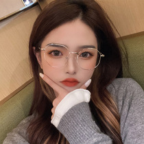 Glasses female Korean version of tide anti-radiation anti-blue net red plain face small myopia with degree eye protection flat lens
