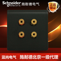 Schneider Fengshang series freehand black double four-head audio speaker socket