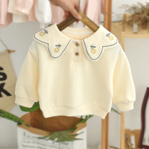 Girls sweatshirt autumn clothing 2022 new childrens baby jacket head childlike early spring round collar casual long sleeve baby blouse