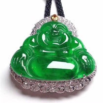 Emerald Buddha pendant Yang green floating flower bracelet ring earrings fluorescent Guanyin Jieyang Myanmar bag return Jade
