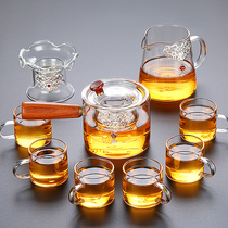 Gilt kung fu glass teacup tea set high-end light luxury household transparent high temperature resistant Japanese Black Tea Teapot