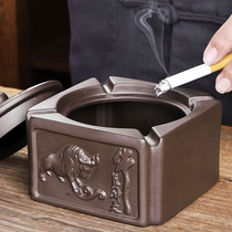 Bull Purple Sand Ashtrays With Cover Anti Fly Ash Home Living Room Office Brief Creative Personality Trend Big Smoke