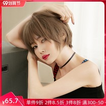 Wig womens short hair net red Korean version of bobo head round face comics bangs handsome short broken hair full head sleeve type wave head