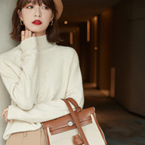 FENPERATE loose shiny sweater women early autumn winter New 2021 pullover turtleneck knitted top