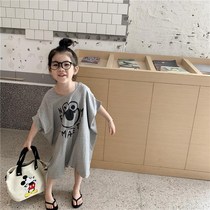 senbaby childrens clothing female baby easy to wear and take off crotch snap loose casual printed round neck cute one-piece