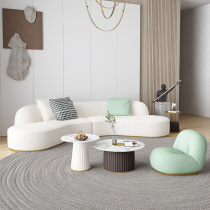 Lamb suede creative designer sofa cloth art living room modern minimalist double circular arc corner Alien light extravagant sofa