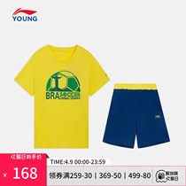 Li Ning Tong Clothing Suit Mens Sport Life Series Suit Short Sleeve Shorts Blouse Summer Sports Suit