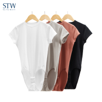 STW Short Sleeve One-piece Dress Modale Cotton Round Collar Compassionate Woman Sashimi Elastic Minima White T-Shirt Undershirt Summer