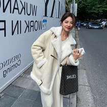 Suede short coat women winter padded Korean lamb plush 2021 new fur integrated motorcycle clothing tide