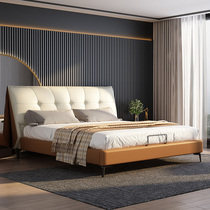 Light luxury leather bed master bedroom wedding bed modern simple 1 8 meters double bed Nordic bed Italian minimalist 2021 New