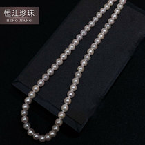 6-65mm sea water pearl necklace AKOYA round bright collarbone small necklace natural comparable to the beauty of the sky girl 18K gold