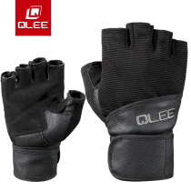 Fitness gloves half finger hand guard non-slip leather equipment training dumbbell wrist guard men's and women's breathable thin sports gloves