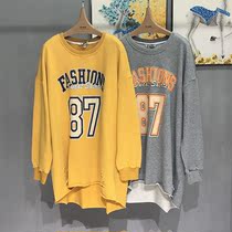 Spell out perfect pregnant womans sweatshirt with long style casual long sleeve T-shirt loose big code blouse 80C06077901
