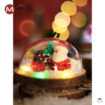 Christmas gifts Semicircular elf ball warm lamp Resin micro landscape ornaments Decorative Christmas color ball gifts