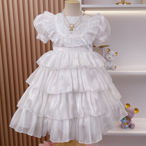Girl Gas Dress 2023 New Summer White Girl Cake Dress Children Pongcheng Dress