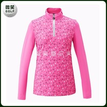 Special 2021 spring new Korean golf suit womens half chain print long sleeve T-shirt GOLF