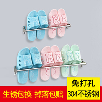 304 stainless steel bathroom slipper rack wall-mounted door rear-free slipper rack toilet shoes containing deviner