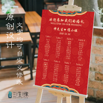 Customized Chinese wedding seat drawing engagement banquet poster banquet guest list Welcome Card Red birthday seat table