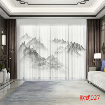  New Chinese curtains Ink painting landscape Bed and breakfast Study living room window screen balcony screen Chinese style zen ancient style screen curtain
