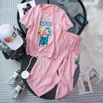 European Station Sports Suit Women Summer 2022 New Korean Version Fried Street Fashion Temperament Polo Pink Casual Two Sets