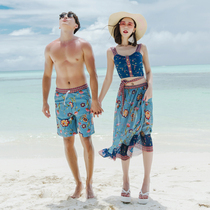 2020 new honeymoon swimsuit set three-piece brand hot spring couple outfit female dark blue beach summer swimsuit