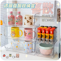 Acrylic cup holder desktop water cup holder dustproof glass mug storage box double-layer cup holder female