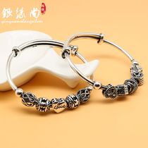 999 foot Silver transfer beads silver bracelet retro sterling silver love female bracelet push and pull to send girlfriend Valentines Day gift
