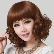 Wig womens long hair curly hair full head set long roll short pear flower head Qi banghai fake hair natural long hair set