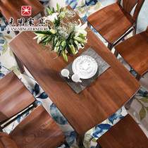 Light Furniture Full Solid Wood Dining Table And Chairs Combine Modern Chinese Imported Elm Dining Table And Chairs Dinner Table Combination