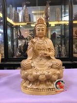 Factory direct solemn wood carving Buddha statue Whole Lotus Guanyin matt paint Temple Buddha hall home sincere worship