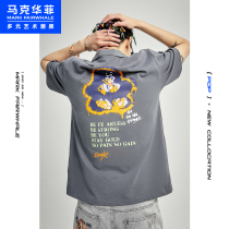 Mark Huafei Tide brand polo shirt mens 2021 summer new cartoon print fashion lapel collar Hong Kong style short sleeve