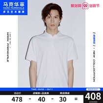 Mall with the same Mark Huafei Tide brand polo shirt men 2021 summer new simple casual white Joker top
