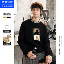 Mark Huafei Tide brand men and women same clothes men men cartoon pattern bear print round neck trend coat spring and autumn