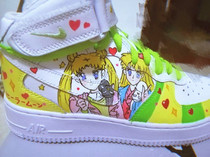 AF1AJ1 Air Force pure whiteboard sneakers customized beautiful girl warrior water ice moon hand-painted color change painted graffiti diy