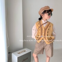 Korean Department 2022 Spring and autumn new girl retro knitted hair line Ma A sleeve 100 lap handsome and casual plaid pants tide