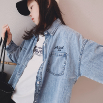 Girl Denim Shirt 2022 Spring Dress New CUHK Child Foreign Air Loose Retro Children Long Sleeve Shirt Blouse