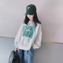 Ai Upper girls sweatshirt 2022 spring dress new CUHK fairy minimalist casual round neckline jacket head letter childrens blouse