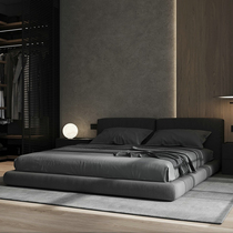 Nordic wind technology cloth bed modern simple tatami bed frame floor low bed net red fabric light luxury double bed