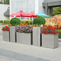 Outdoor square stainless steel flower box combination iron planting box flower pot floor flower trough courtyard partition flower bed