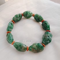 Natural Dushan Jade Nanyang Emerald Old Pit Ice Water-permeable Blue Green Luohan Head Men and Women Bracelet Bracelet