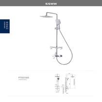 SSWW wave whale shower combination pure copper valve body 3-layer electroplating process comes with a shelf
