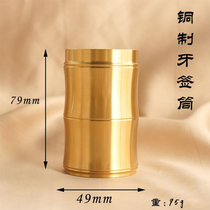 Pure Brass Bamboo Knuckle Toothpick Cylinder Modern Minimalist Carry-on Portable Living Room Metal Toothpick Box Upscale Light Lavish Bronze Art