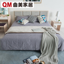 Qumei furniture home Nordic modern simple fabric soft bag bedside double bed