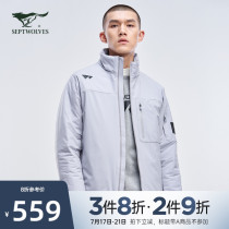 Seven wolves outdoor sports (water repellent)mens stand-up collar short thin cotton jacket Autumn and winter new jacket