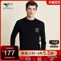 Seven wolves thin sweater mens autumn new mens middle turtleneck long sleeve sweater printed wool sweater warm sweater