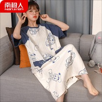South Pole Man short sleeve sleeping dress Women in summer long style Cute Pure Cotton Summer Pyjamas 2022 New Big Code Home Gut
