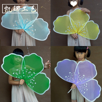 New dance performance stage props opening dance children adult square dance silk net flower peony petals fan